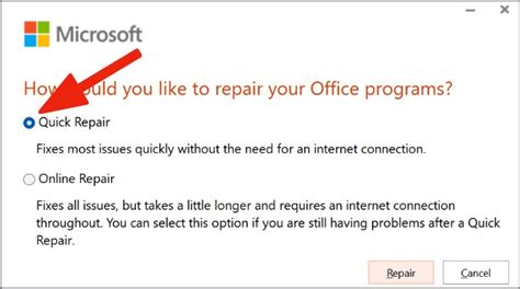 quick repair vs online repair office.